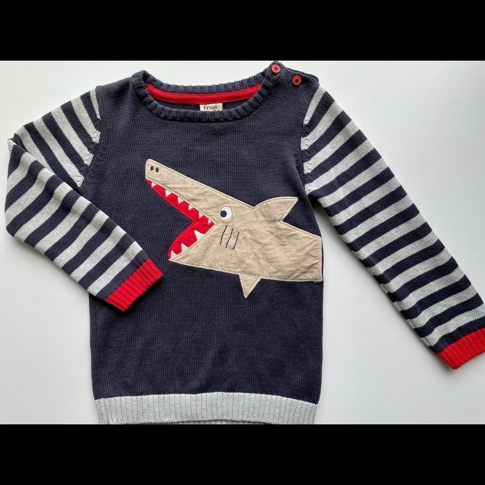 Frugi Organic Boys Navy Shark Sweater